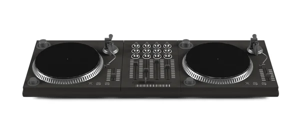 Wide DJ mixer with two vinyls isolated — Stock Photo, Image