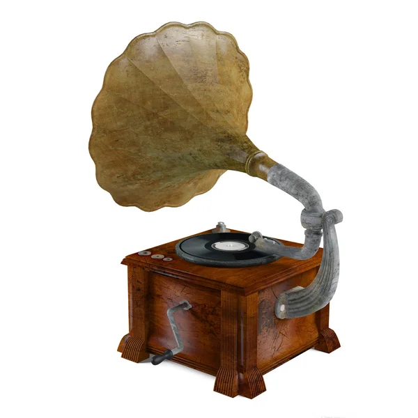 Vintage gramophone back isolated. — Stock Photo, Image