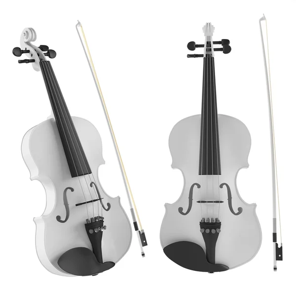 Violino branco isolado. Dois ângulos de vista — Fotografia de Stock