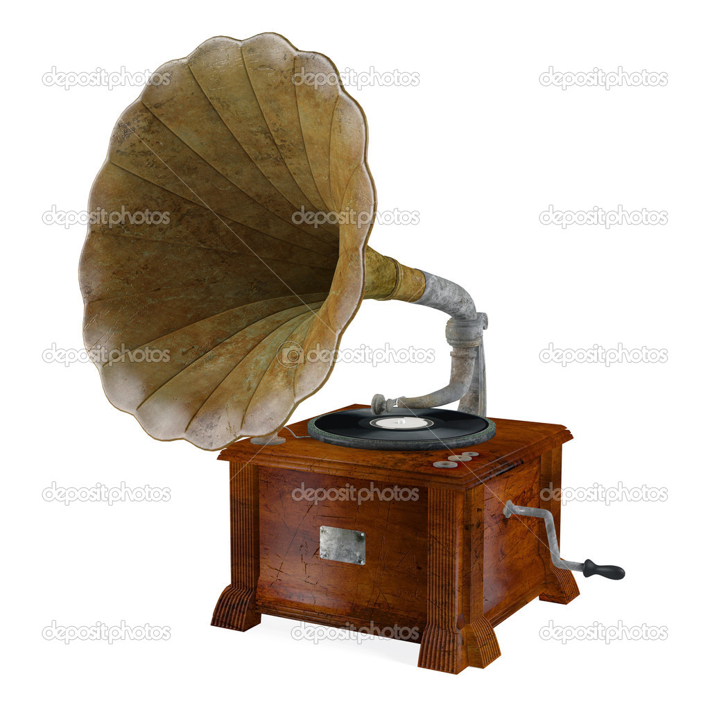 Vintage gramophone isolated.