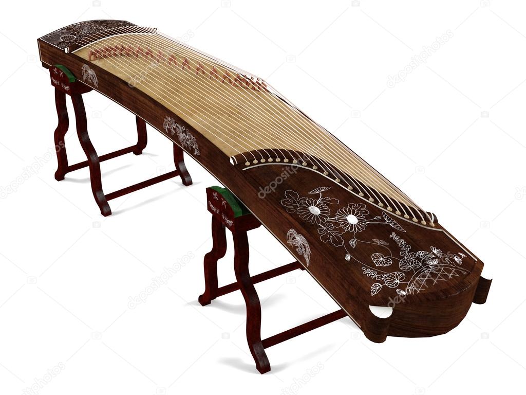 Wooden dulcimer traditional musical instrument. Stock Photo by