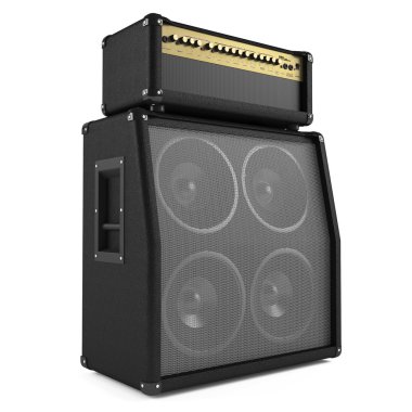 Bass guitar amplifier isolated. Two points of view clipart