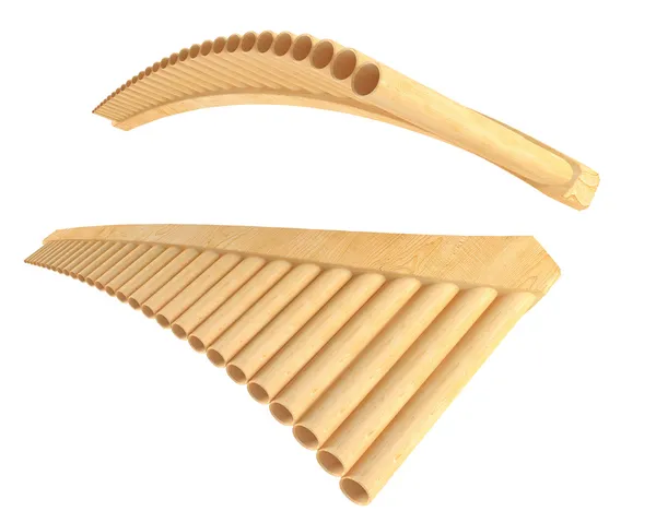 Simple wooden Pan Flute Isolated — Stock Photo, Image