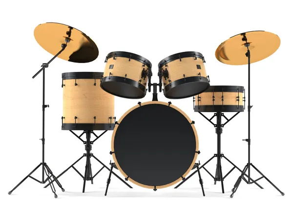 ahşap davul izole. siyah drum kit.