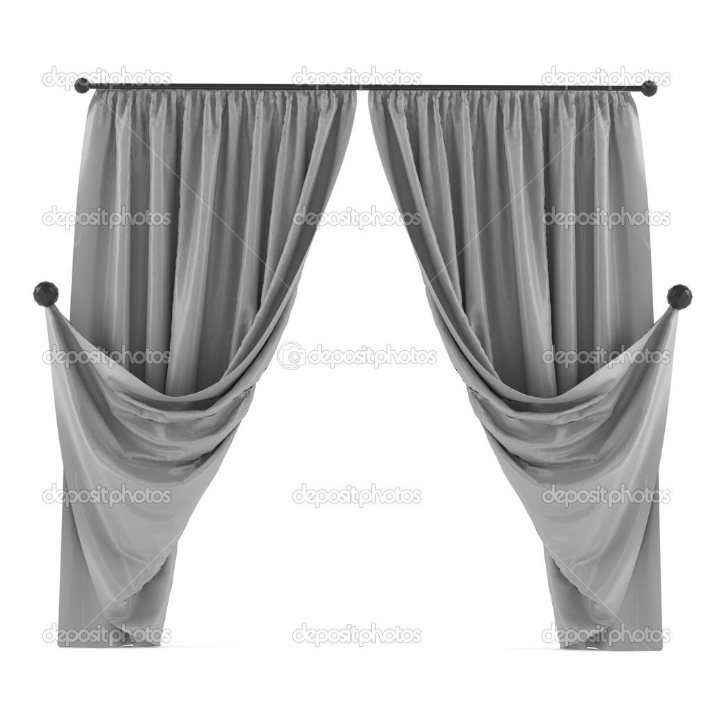 White grey curtain isolated