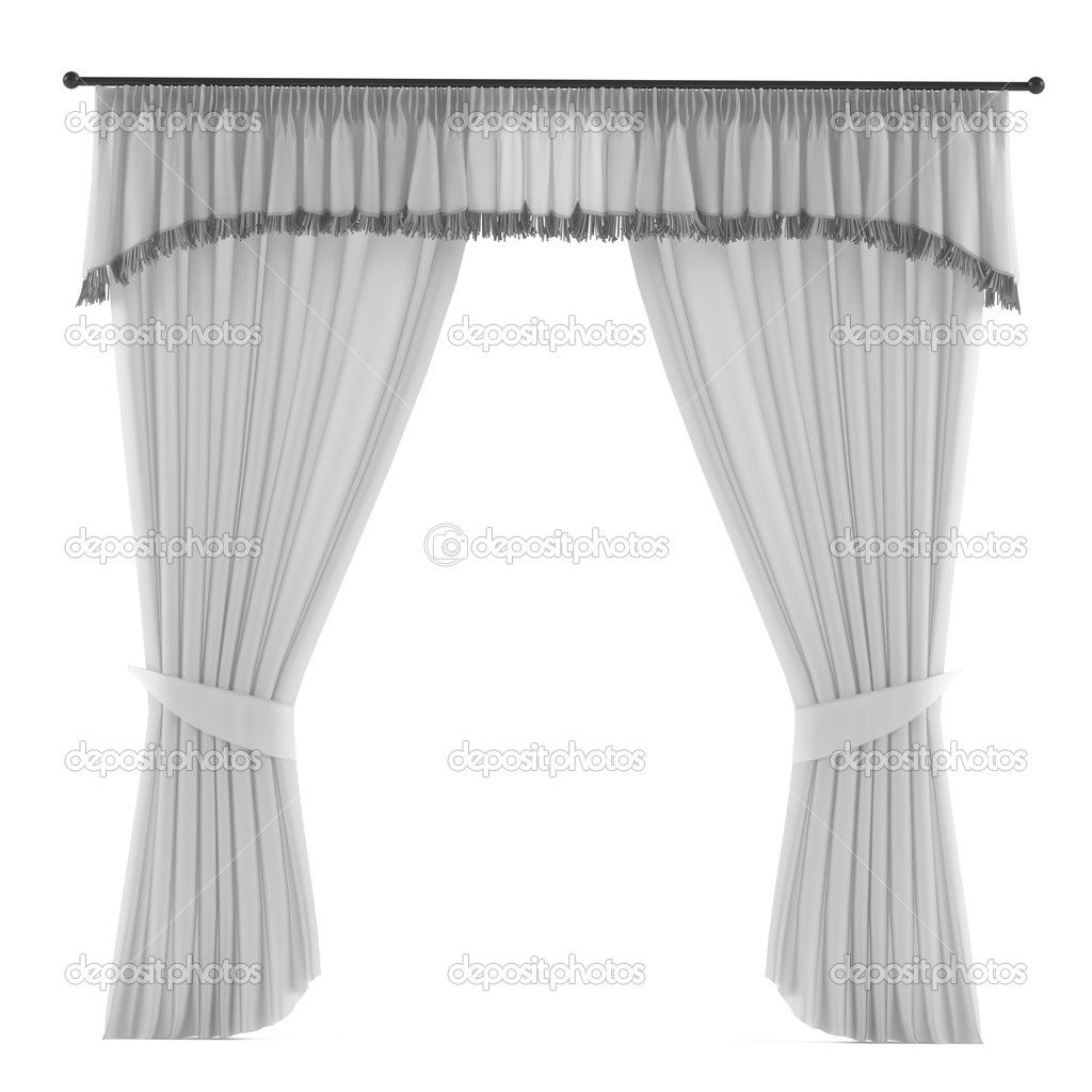 White grey curtain isolated