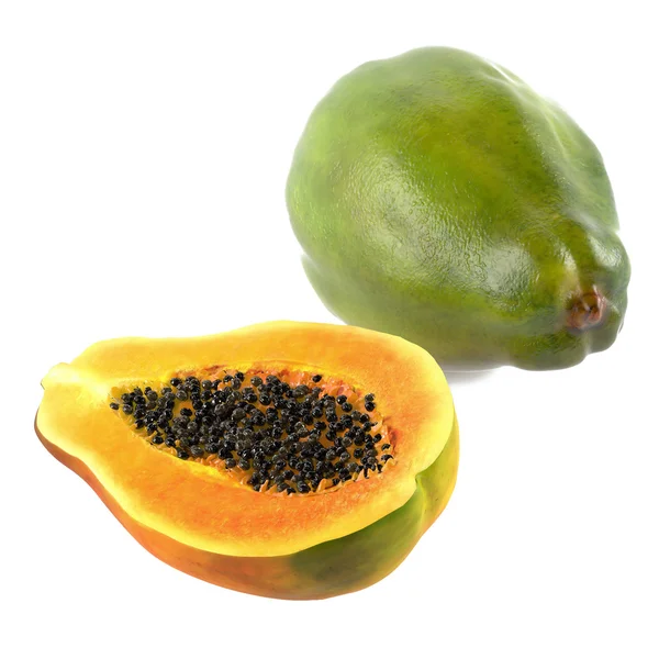 Izole lezzetli ve taze papaya — Stok fotoğraf