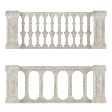 Classic marble balustrade isolated clipart