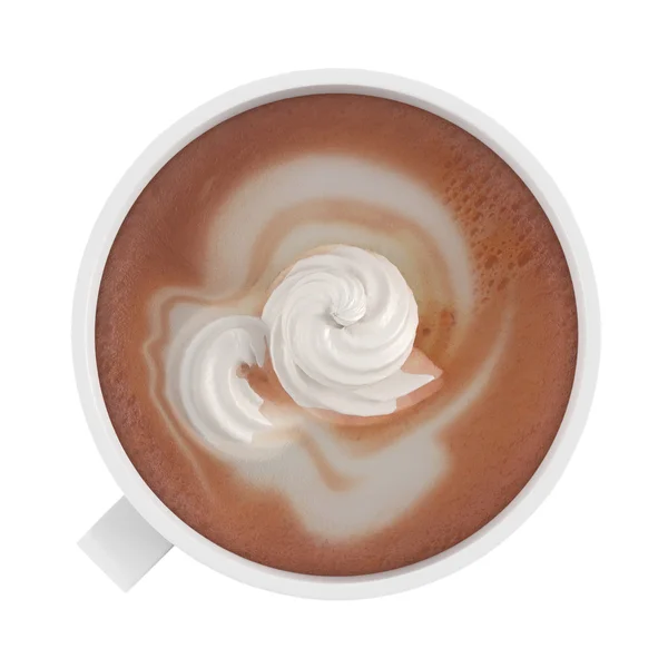 Kopp kaffe latte med grädde topp — Stockfoto