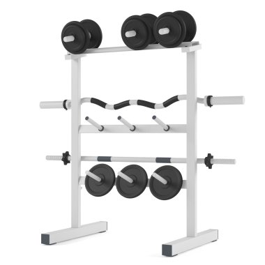 dambıl ve ağırlık bir raf üzerinde