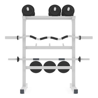 dambıl ve ağırlık bir raf üzerinde