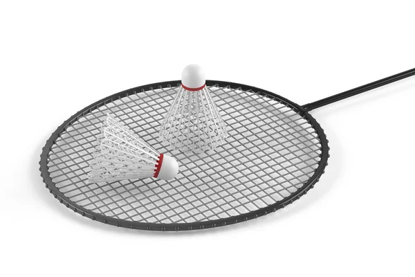 Badminton raquete e shuttlecock isolado — Fotografia de Stock