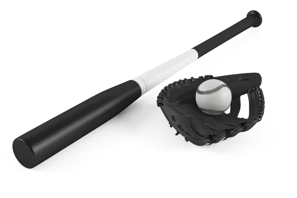 Baseball bat and leather glove isolated — Stock Photo, Image