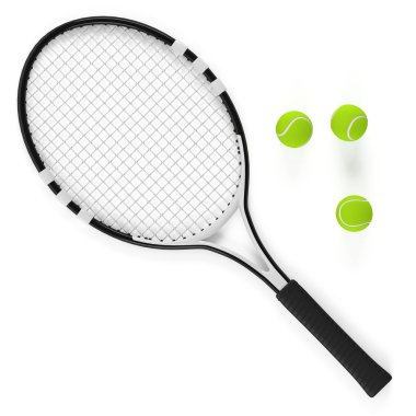 Tenis raket ve top izole