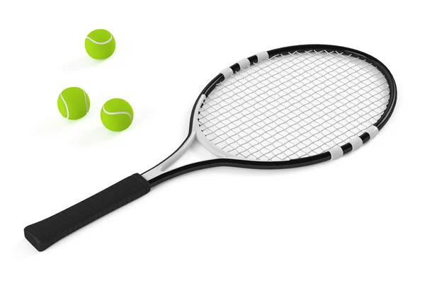 Tennis racket and ball isolated — Stock Photo, Image