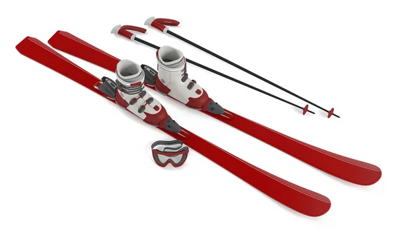 Esquiar vermelho isolado — Fotografia de Stock