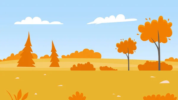 Árvores de outono na estação de outono paisagem de campo de natureza, folhas cor-de-laranja de fábricas no parque — Vetor de Stock
