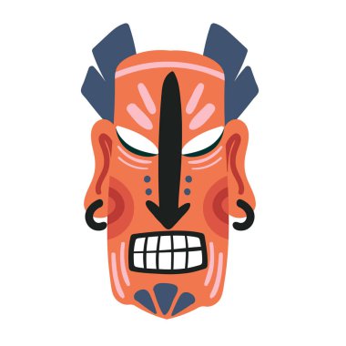Geleneksel maske, renkli etnik totem, Hawaii element maskesi şablonu, kabile yüzü.
