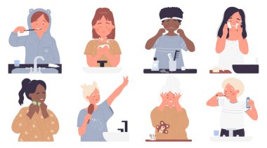 Günlük çocuk rutin seti, küçük çocuk hijyeni ev banyosu koleksiyonu.