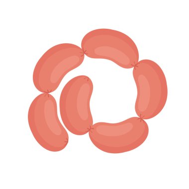 Tam sosis ürünü, kasap dükkanı çeşitleri, lezzetli atıştırmalık kırmızı sosis.