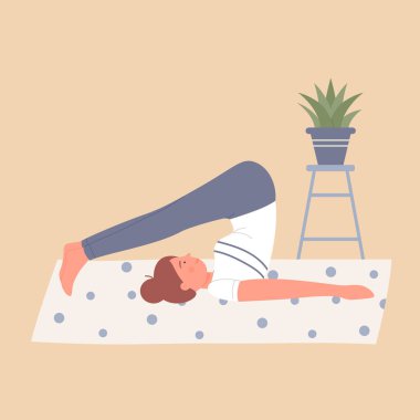 Evde yoga eğitimi alan kız esneme pozisyonu