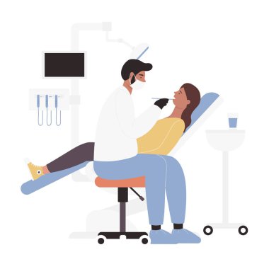 Stomatoloji ve diş hekiminde kadın hasta.