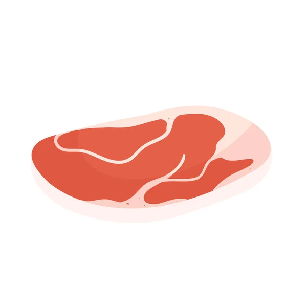 Sepotong steak, produk makanan daging, daging mentah mentah mentah mentah yang belum dimasak untuk berbagai macam toko daging - Stok Vektor