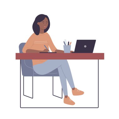 İş yerinde çalışan ofis asistanı kız.