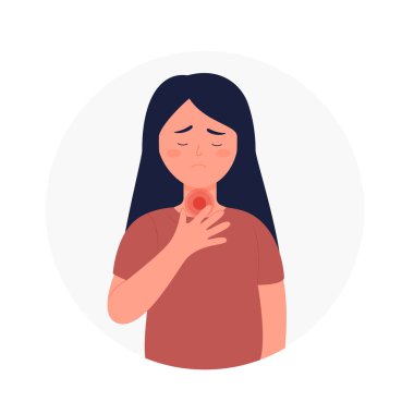 Grip yüzünden boğazı ağrıyan bir kız.
