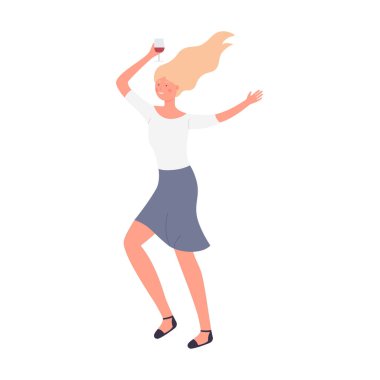 Bir kadeh şarapla kutlama dansçısı kız.