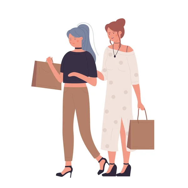 Parlare di amiche mentre fai shopping — Vettoriale Stock