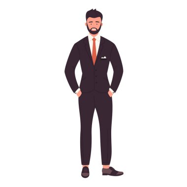 Zarif takım elbiseli şık genç iş adamı.