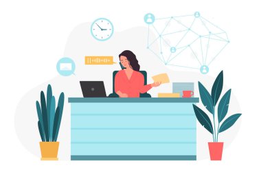 İş organizasyonu, çalışma süreci ve küresel ağ, iş kadını dizüstü bilgisayarla çalışıyor