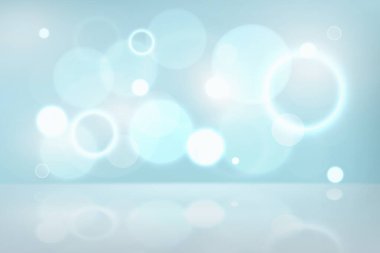 Daireleri ve flaş ışığı efektleri olan mavi arkaplan, ürün sunumu için arkaplan