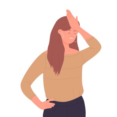 Sinirli kadın facepalm hareketi izole bir illüstrasyon