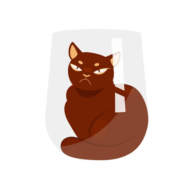 Gato sentado en jarrón de vidrio — Vector de stock