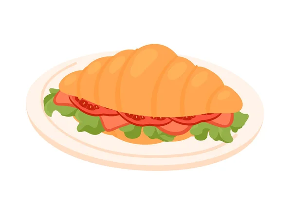 Croissant zöldségszendvics reggeli — Stock Vector