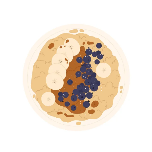 Vue du dessus du bol à porridge aux fruits — Image vectorielle