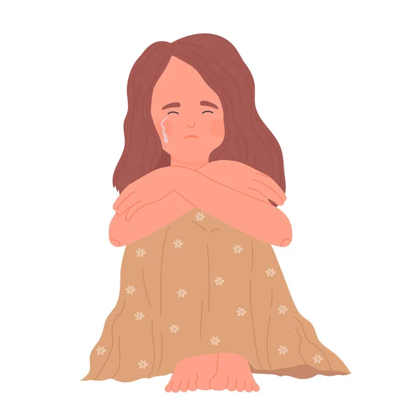Ağlayan depresif genç kız — Stok Vektör