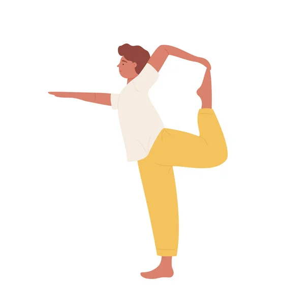 Linda adolescente sonriente practicando yoga pose — Vector de stock