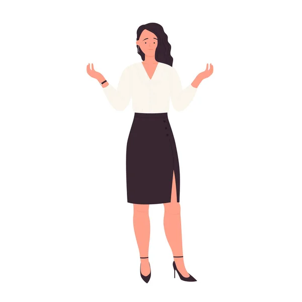 Enttäuschte Geschäftsfrau mit erhobenen Händen — Stockvektor