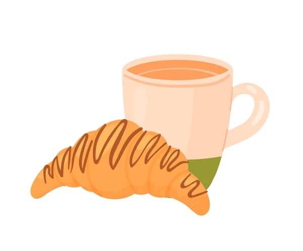 Breakfast croissant with coffee cup — ストックベクタ