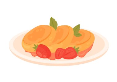 Sabah tabağında çilekli krep.