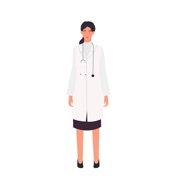 Serious female doctor standing — Stok Vektör