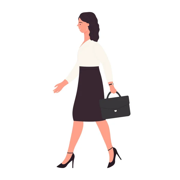 Walking businesswoman with suitcase — Stock Vector