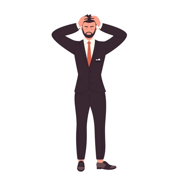 Frustrated Manager Holding His Head Shocked Stressed Businessman Vector Illustration — Stock Vector