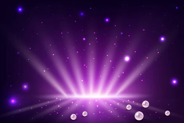Фіолетовий Неоновий Градієнтний Фон Променевими Променями Перли Магічний Блиск Світлового — стоковий вектор