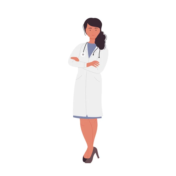 Mulher Do Doutor No Vestido Médico Com Estetoscópio Caráter Bonito Do  Doutor Dos Desenhos Animados Ilustração do Vetor - Ilustração de uniforme,  posse: 92661288