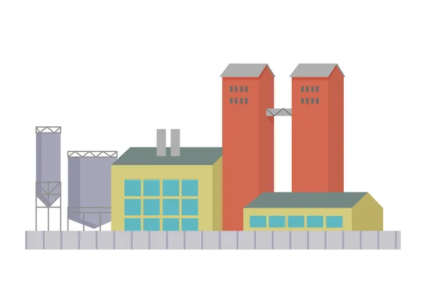 Industrial Commercial Building Urban Manufacturing Factory Enterprise Warehouse Vector Illustration — Stockvektor