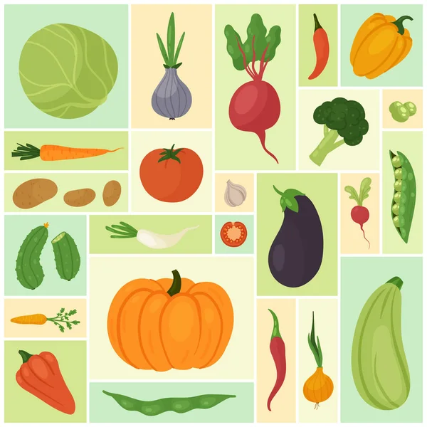 Vegetable Set Healthy Organic Vegetarian Food Vector Illustration Cartoon Fresh — Image vectorielle